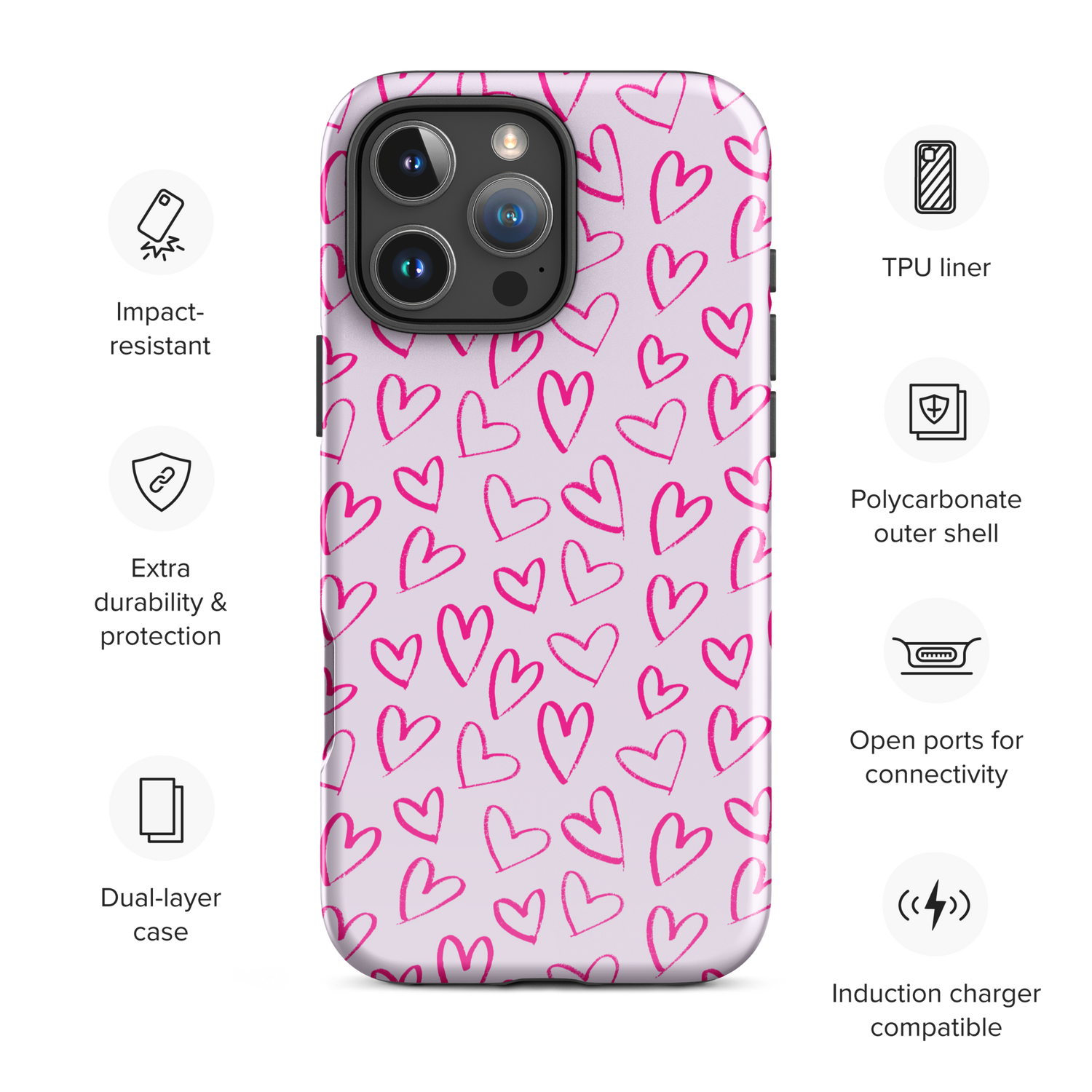 Heartbeats in Pink Tough Case for iPhone