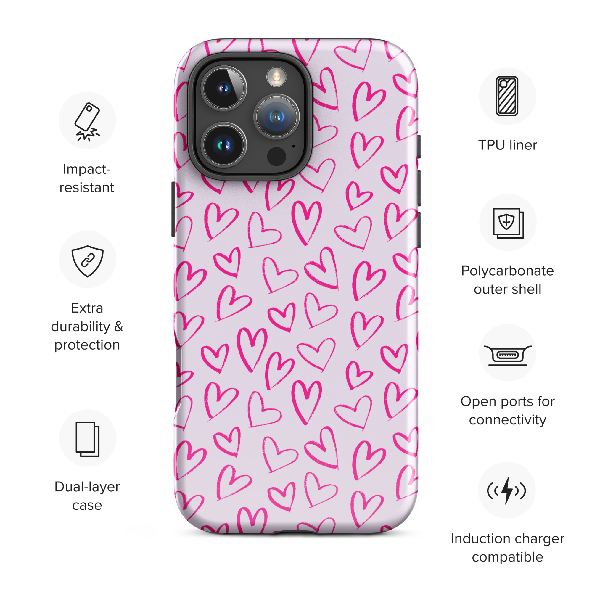 Heartbeats in Pink Tough Case for iPhone