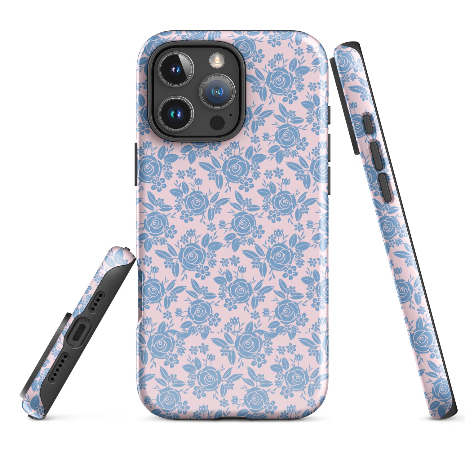 Blue Rose Floral Tough Case for iPhone