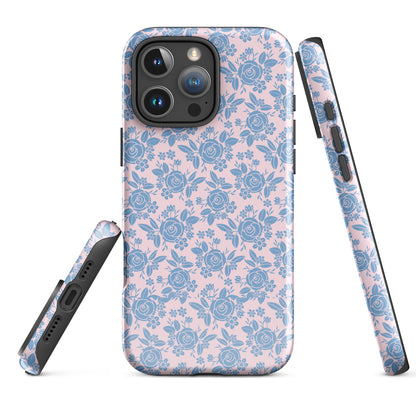 Blue Rose Floral Tough Case for iPhone