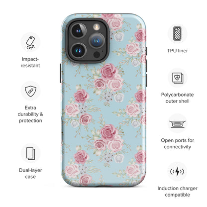 Dusty Rose Floral Tough Case for iPhone