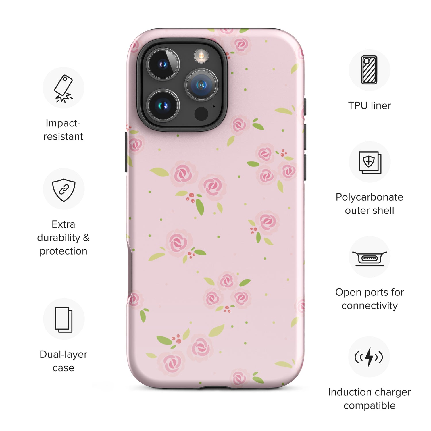 Floral Rose Tough Case for iPhone