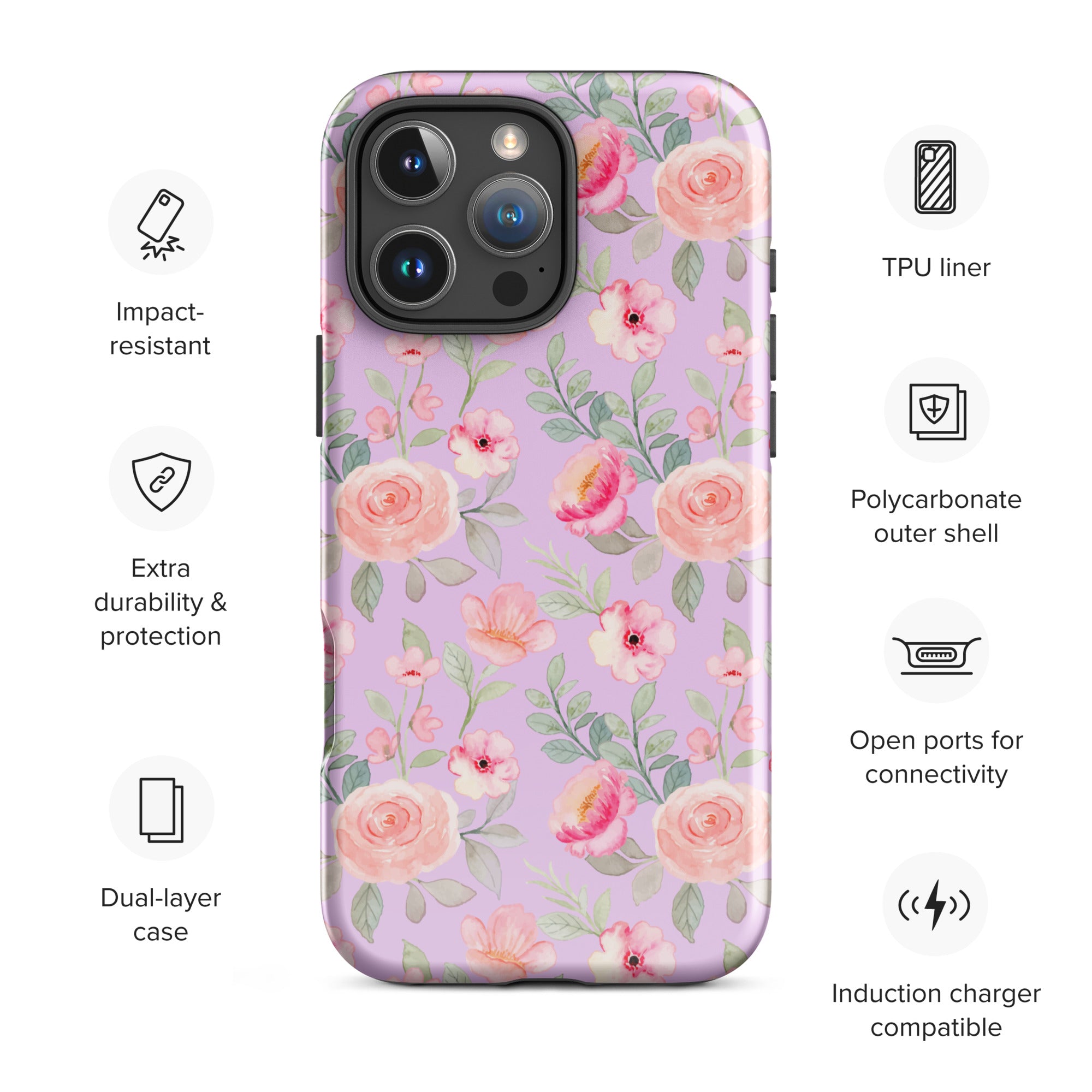 Vintage Rose Floral Tough Case for iPhone