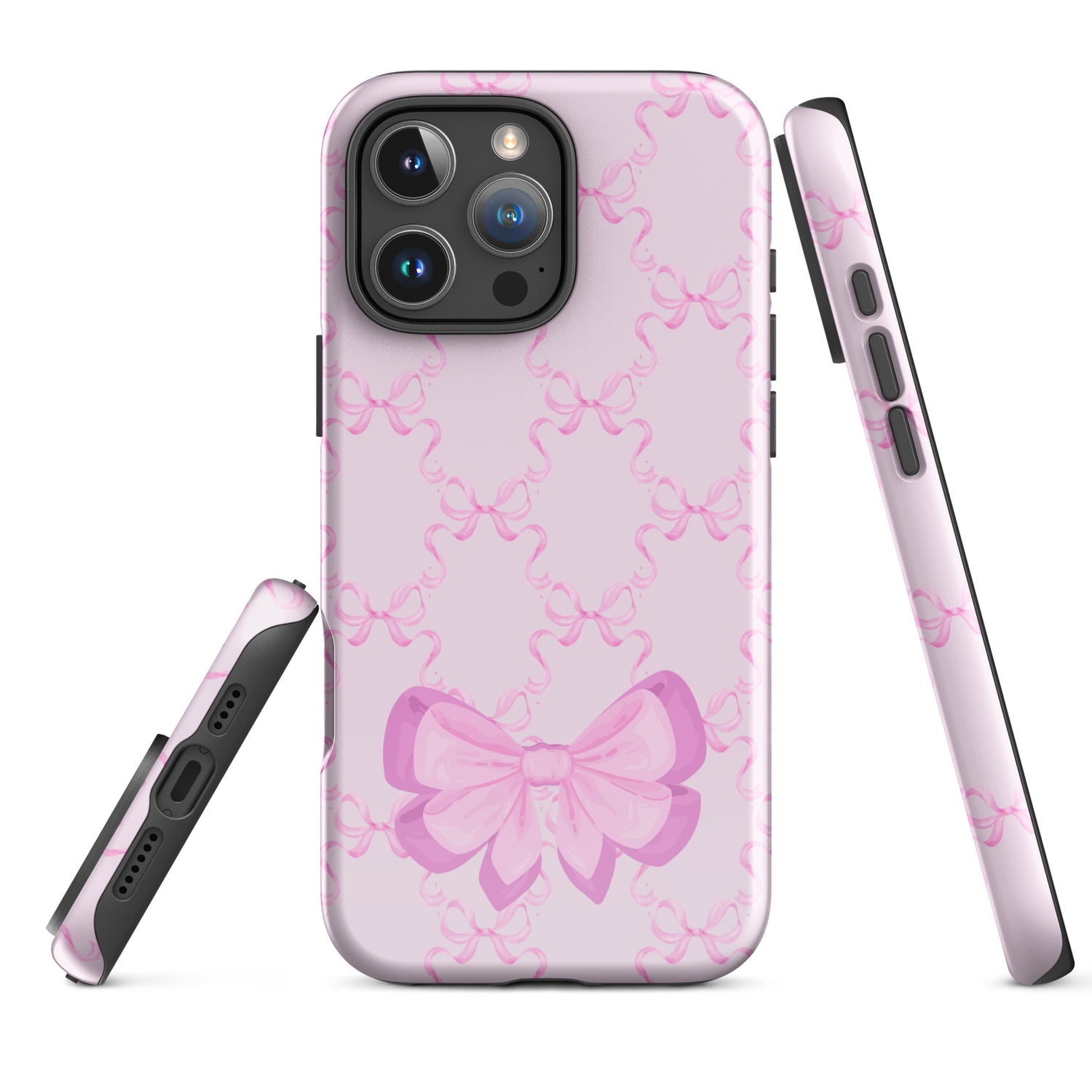 Pink Bow Charm Tough Case for iPhone
