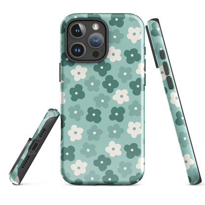 Retro Teal Floral Tough Case for iPhone