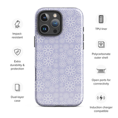 Lavender Daisy Retro Tough Case for iPhone
