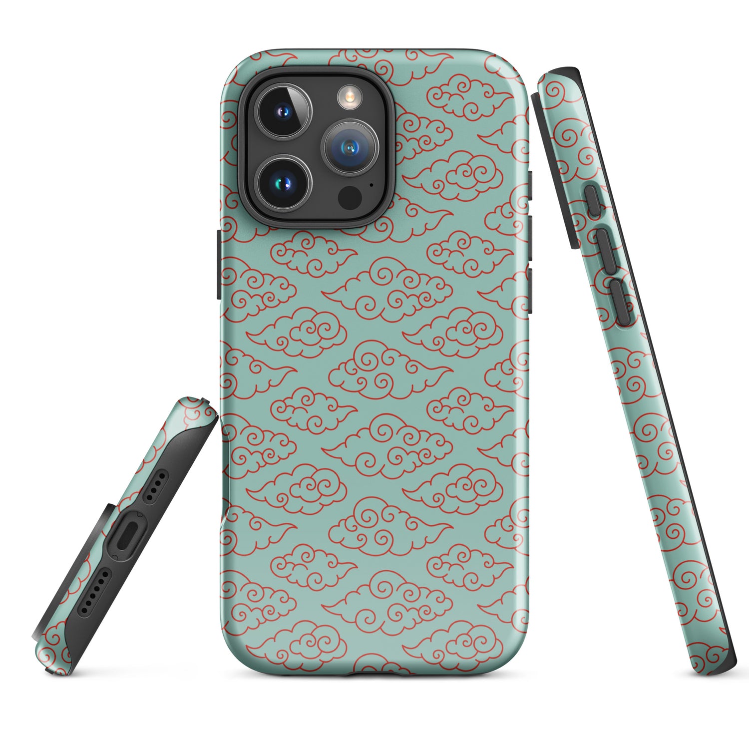 Mint Cloud Pattern Tough Case for iPhone