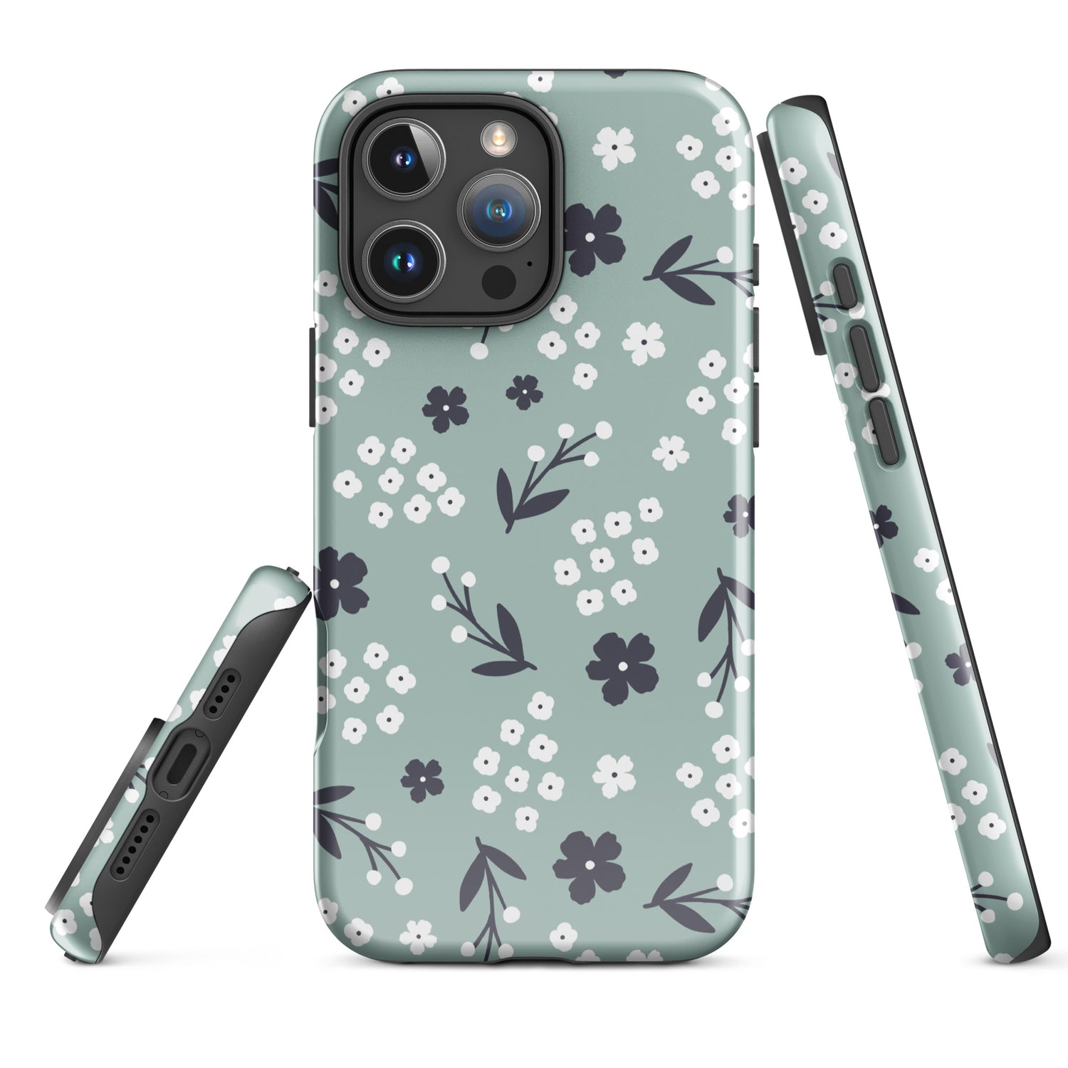 Sage Floral Pattern Tough Case for iPhone