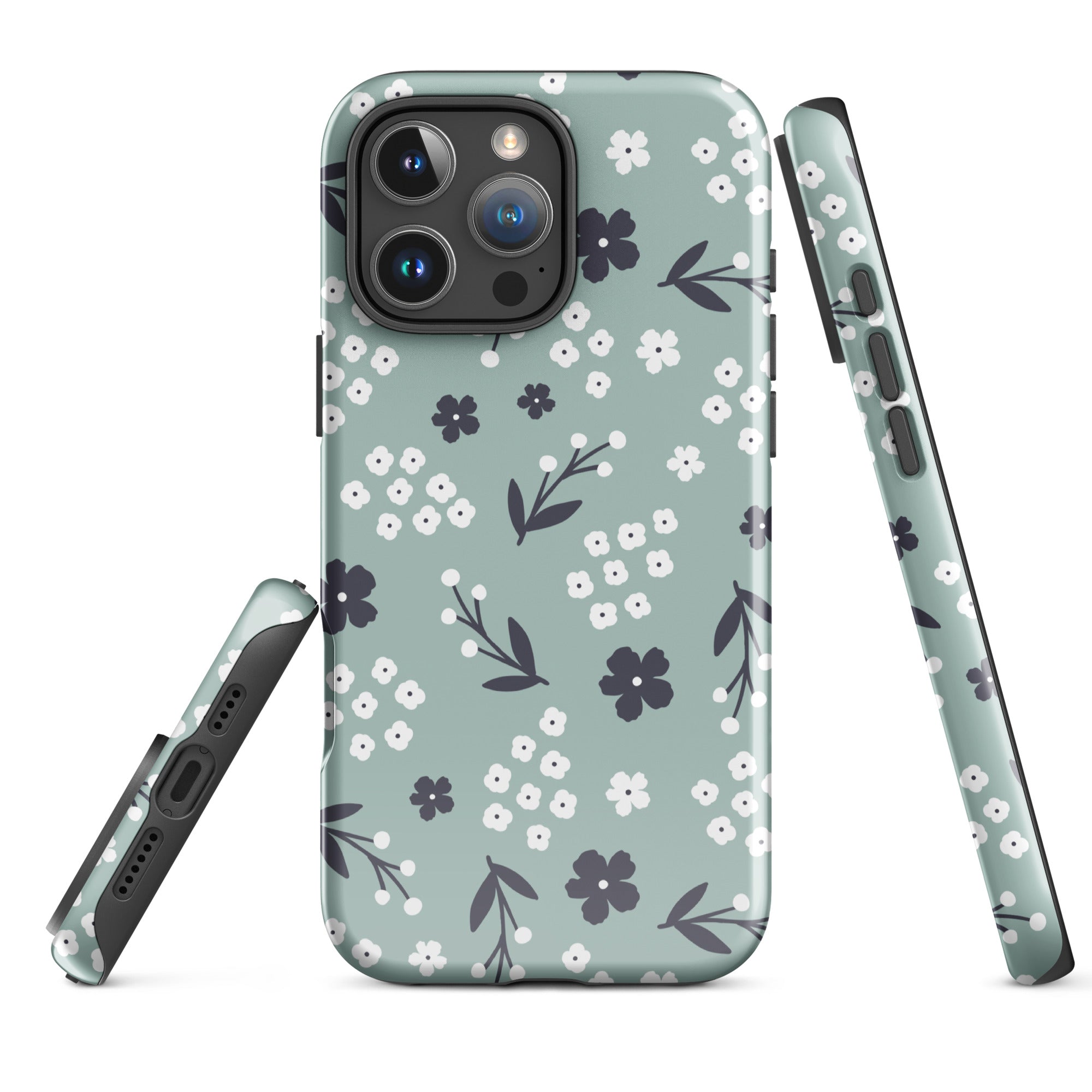 Sage Floral Pattern Tough Case for iPhone