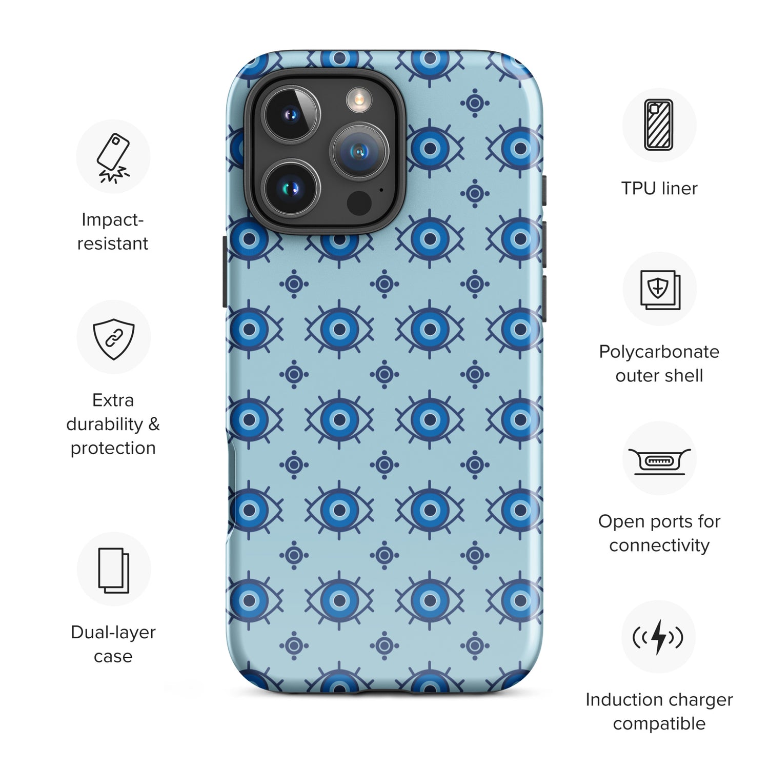 Blue Evil Eye Tough Case for iPhone