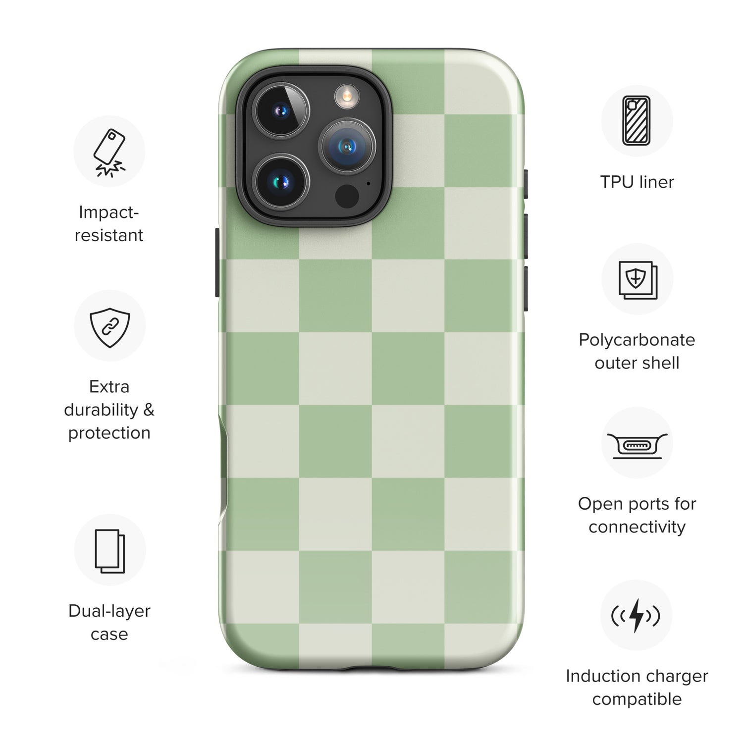 Sage Checkerboard Tough Case for iPhone