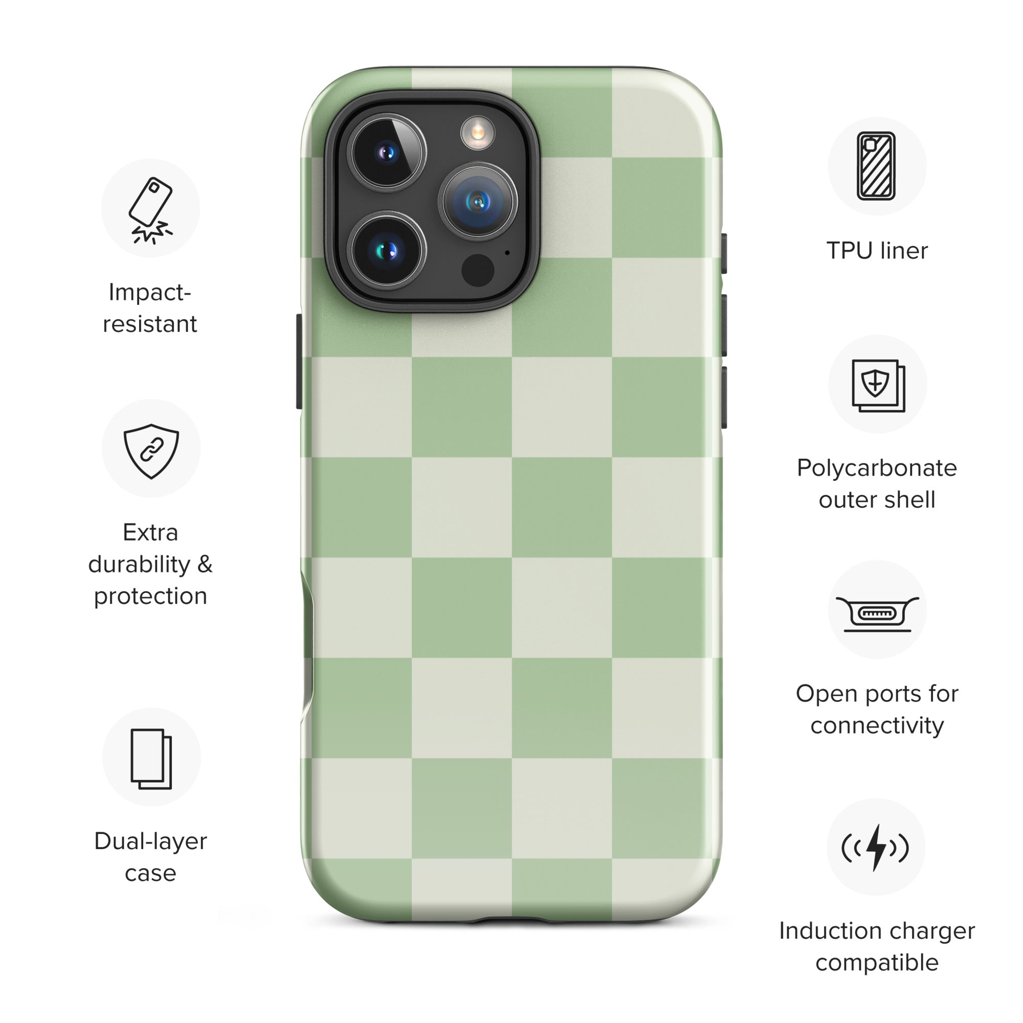 Sage Checkerboard Tough Case for iPhone