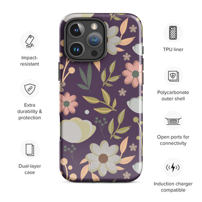 Vintage Floral Plum Tough Case for iPhone