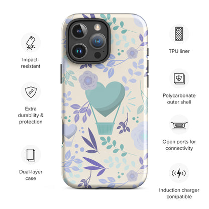 Heart Balloon Floral Tough Case for iPhone
