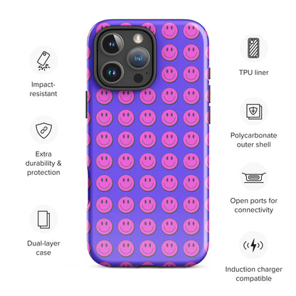 Bold Pink Smiley Tough Case for iPhone