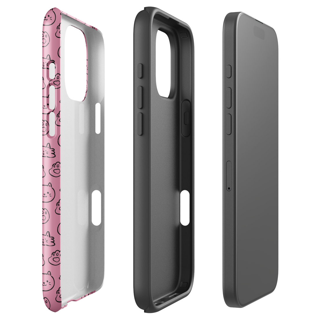 Pink Cat Pattern Tough Case for iPhone