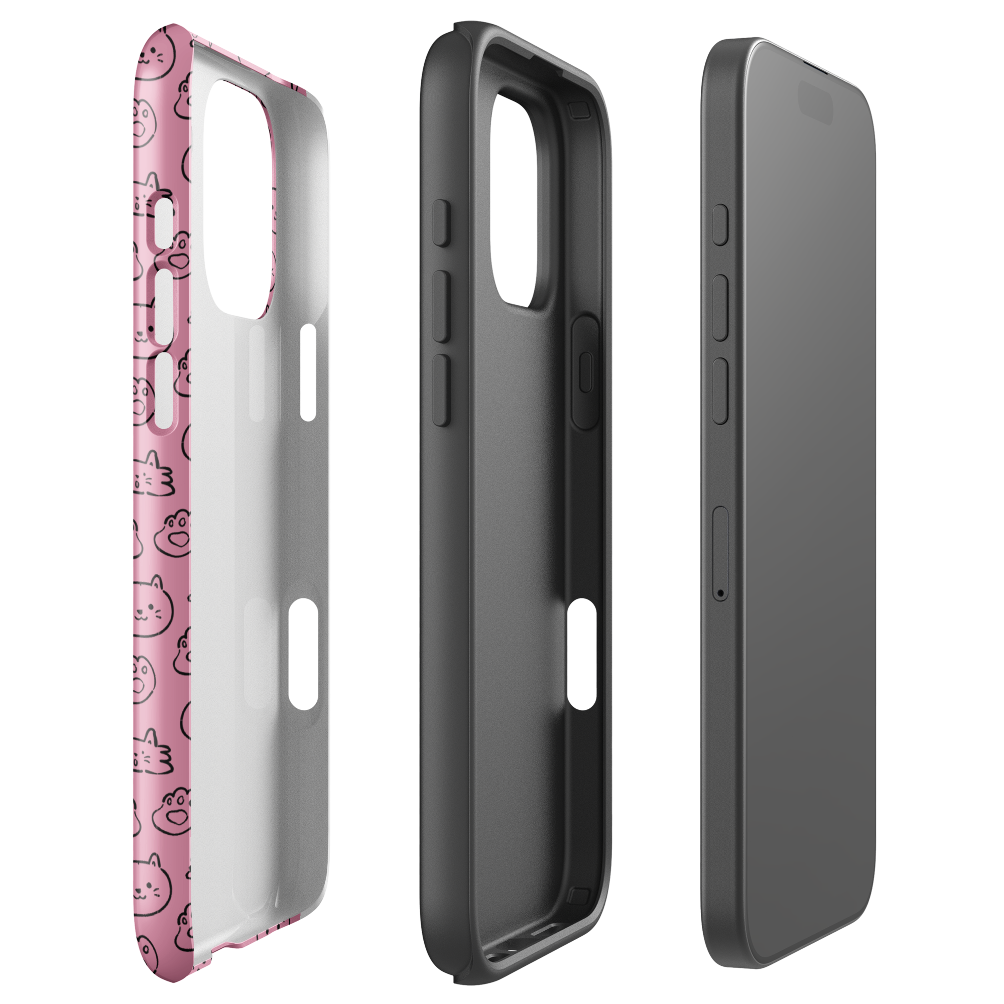 Pink Cat Pattern Tough Case for iPhone