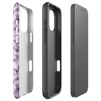 Purple Floral Butterfly Tough Case for iPhone