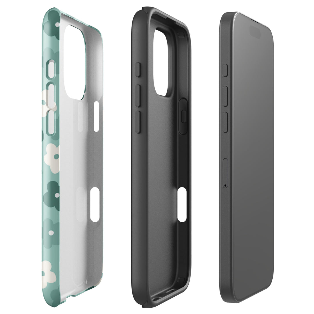 Retro Teal Floral Tough Case for iPhone