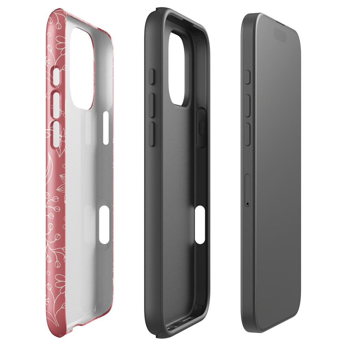 Coral Floral Sketch Tough Case for iPhone