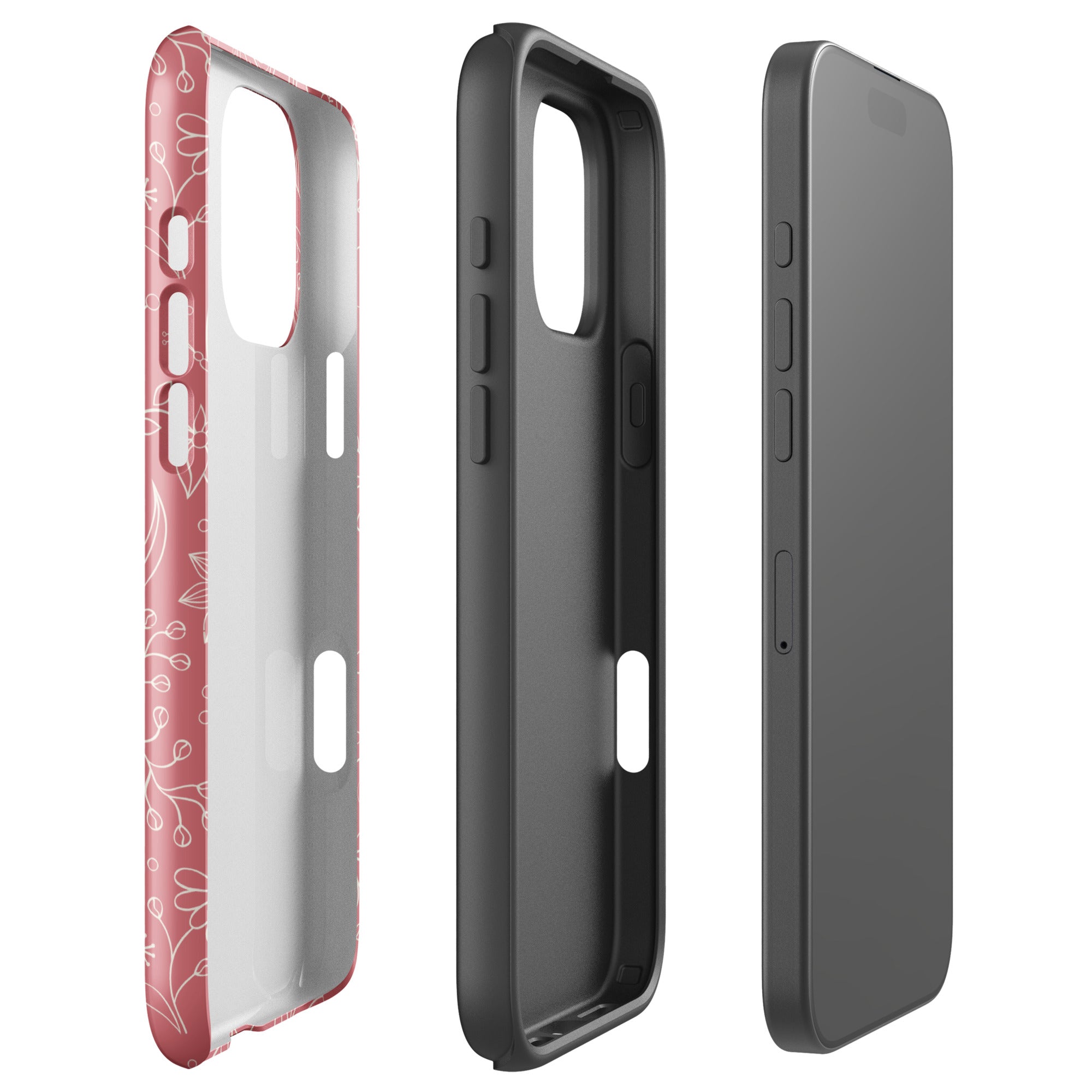 Coral Floral Sketch Tough Case for iPhone
