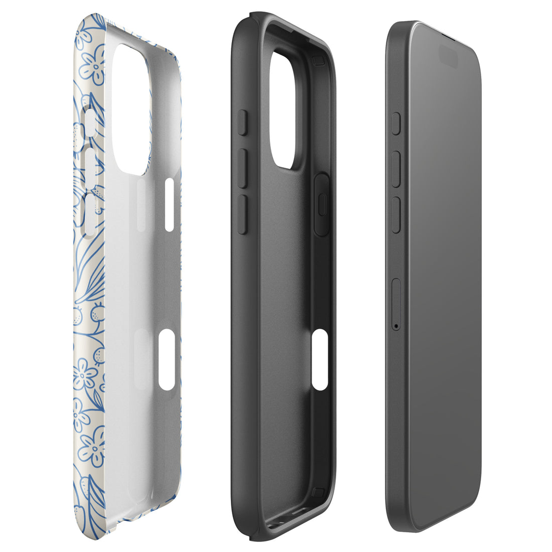 Blue Botanical Line Art Tough Case for iPhone
