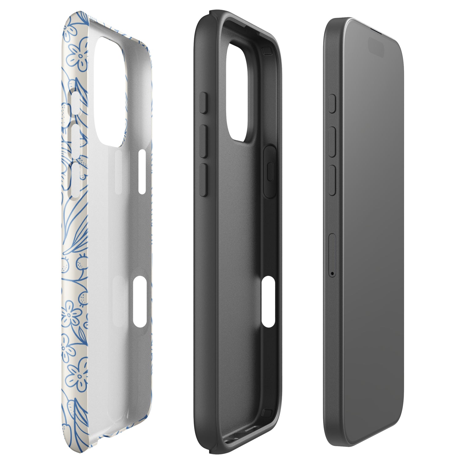 Blue Botanical Line Art Tough Case for iPhone