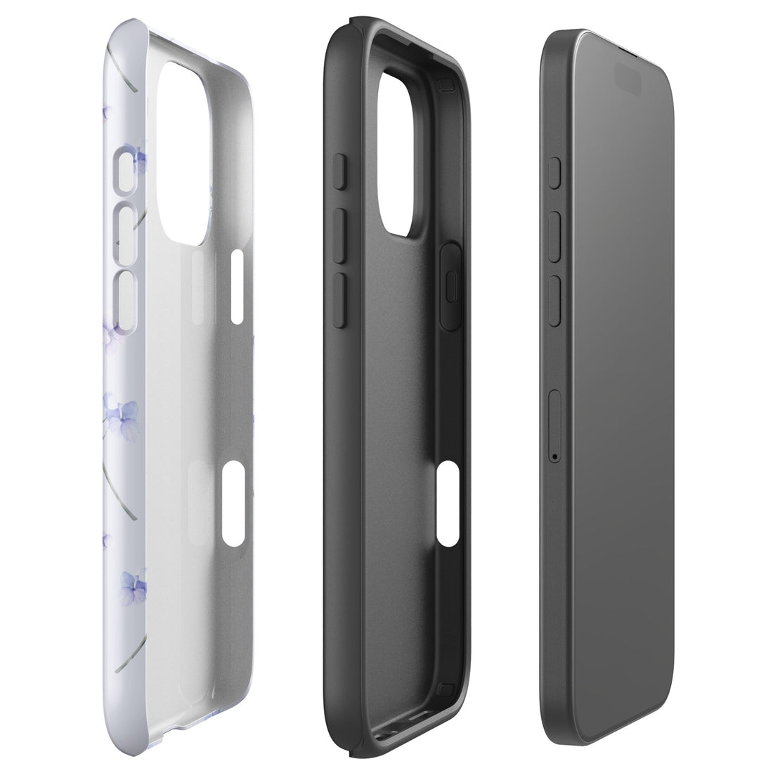 Soft Blue Floral Tough Case for iPhone