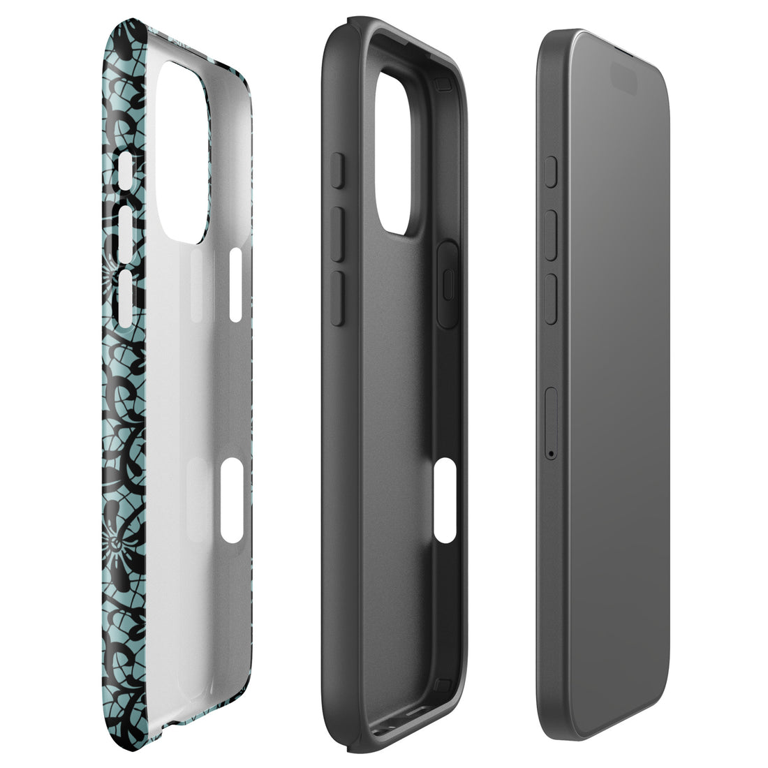 Black Lace Teal Tough Case for iPhone