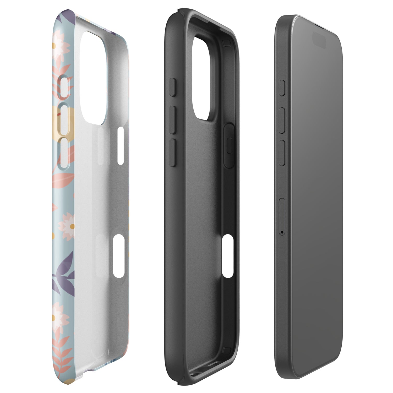 Pastel Floral Blue Tough Case for iPhone