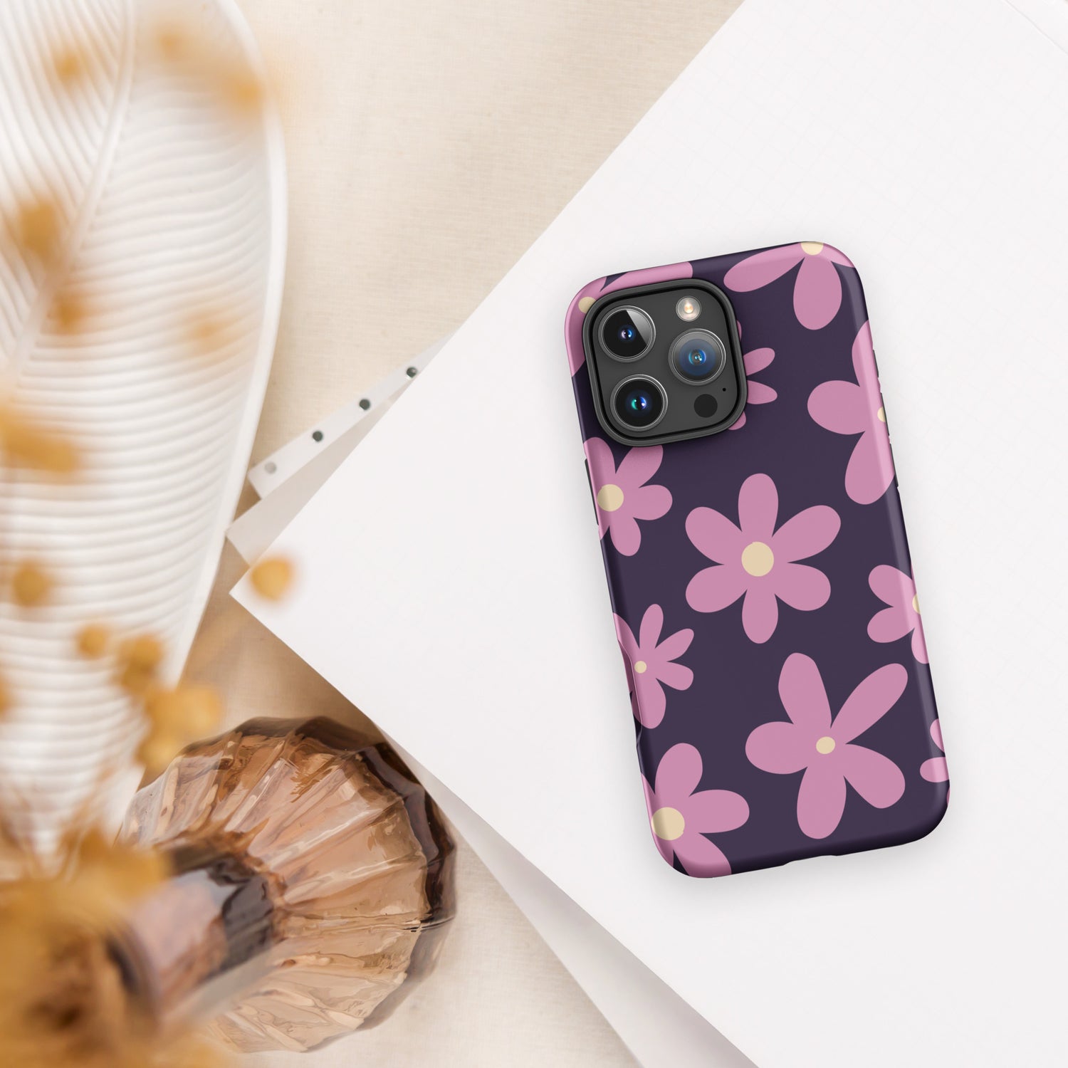 Retro Purple Daisy Tough Case for iPhone