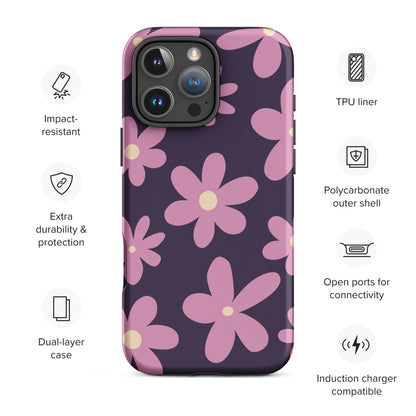 Retro Purple Daisy Tough Case for iPhone