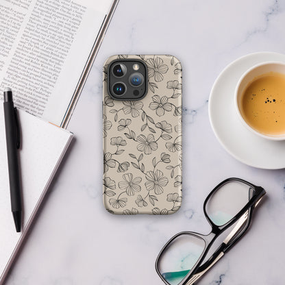 Earthy Neutral Floral Tough Case for iPhone