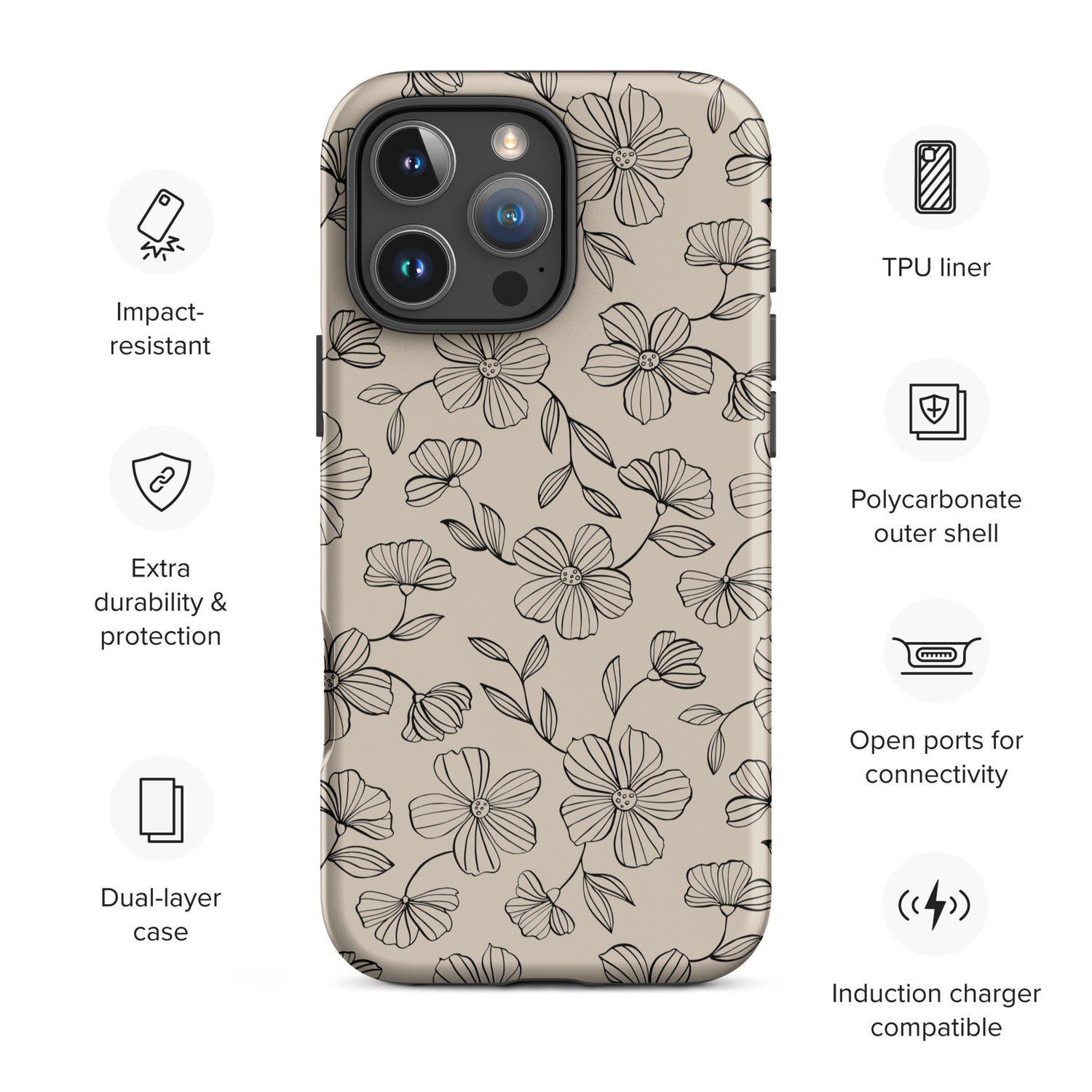 Earthy Neutral Floral Tough Case for iPhone
