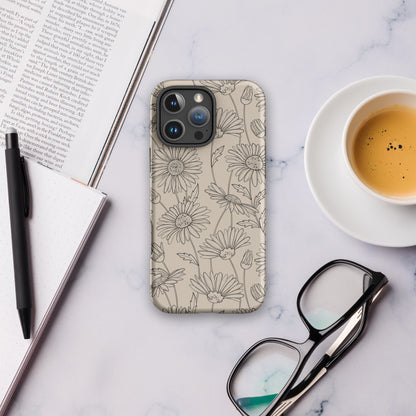 Beige Daisy Floral Tough Case for iPhone