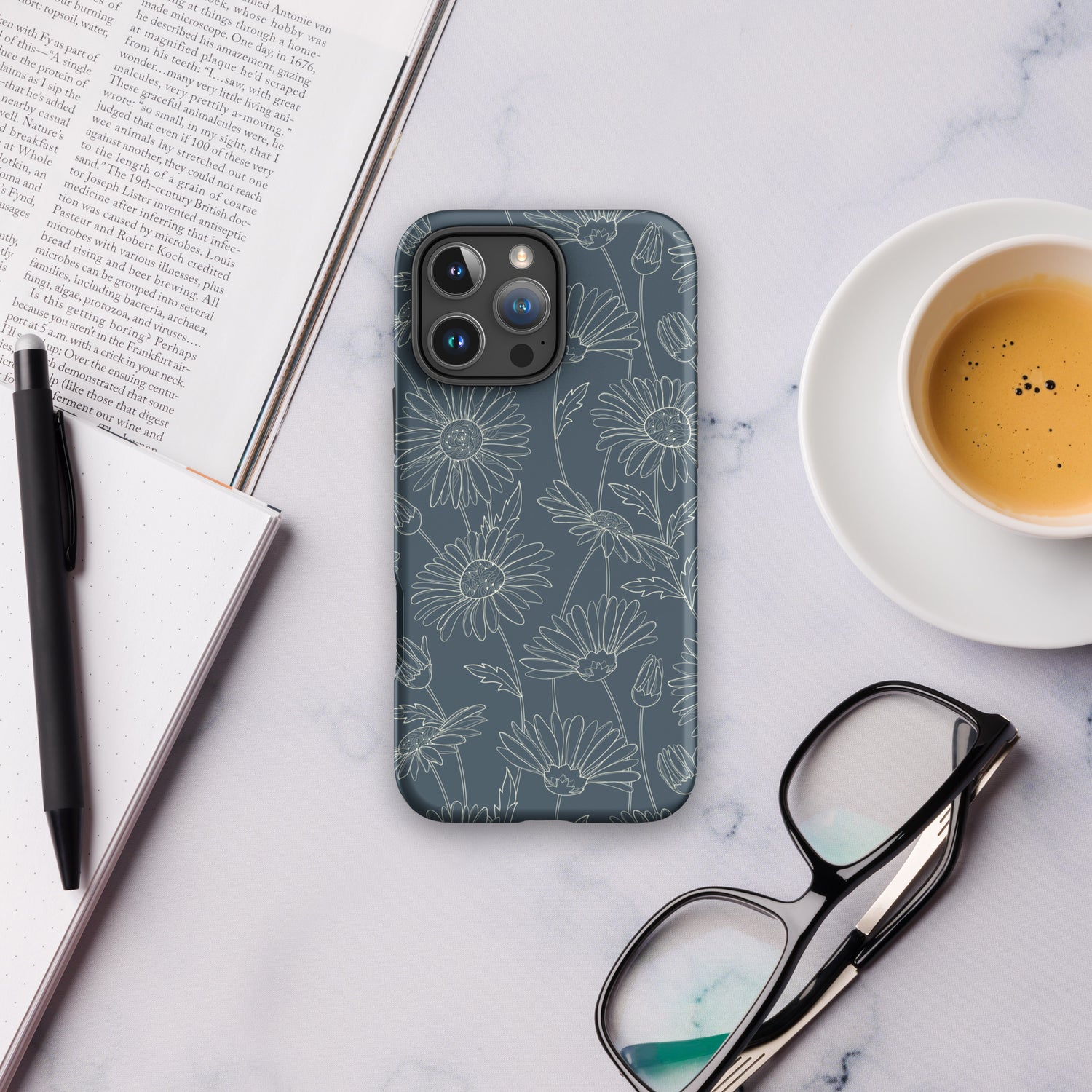 Slate Daisy Line Art Tough Case for iPhone