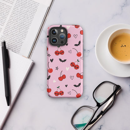 Pink Cherry Skulls &amp; Bats Tough Case for iPhone