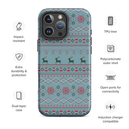 Reindeer Holiday Pattern Tough Case for iPhone