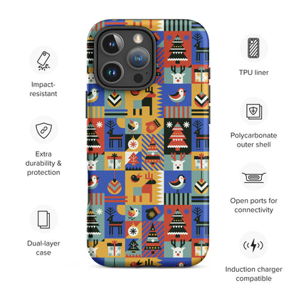 Retro Christmas Pattern Tough Case for iPhone