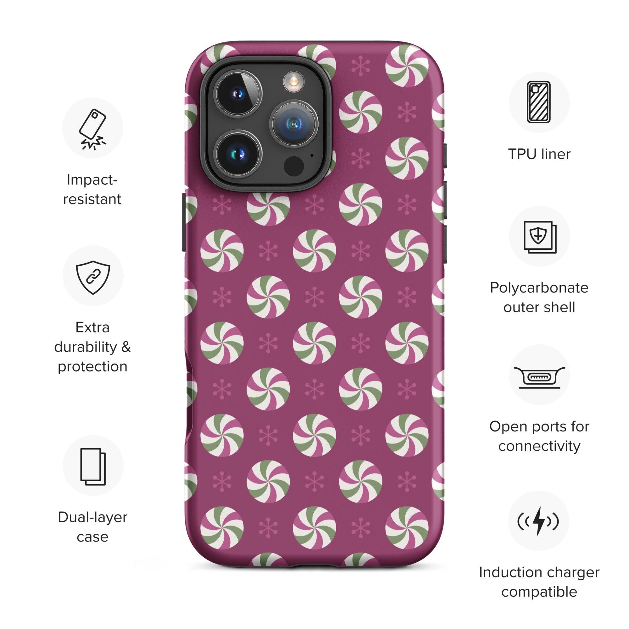 Berry Peppermint Tough Case for iPhone