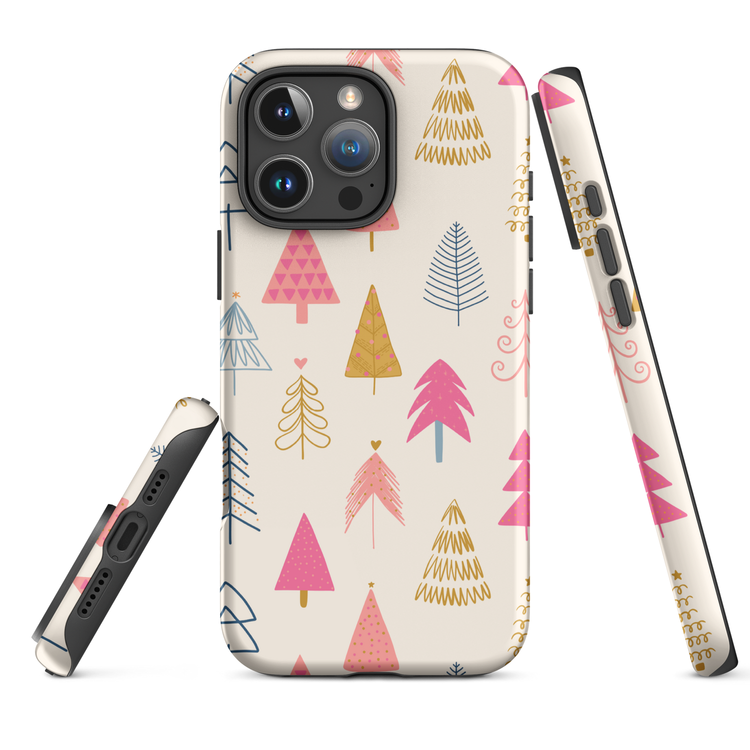 Pastel Holiday Trees Tough Case for iPhone