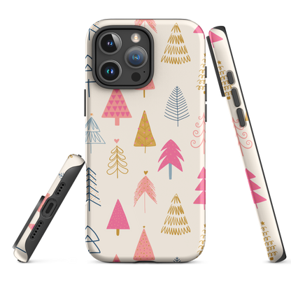 Pastel Holiday Trees Tough Case for iPhone