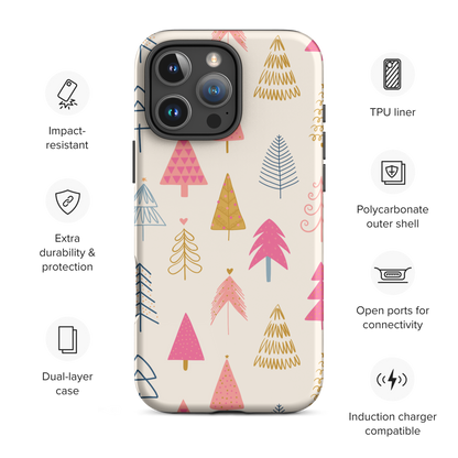 Pastel Holiday Trees Tough Case for iPhone