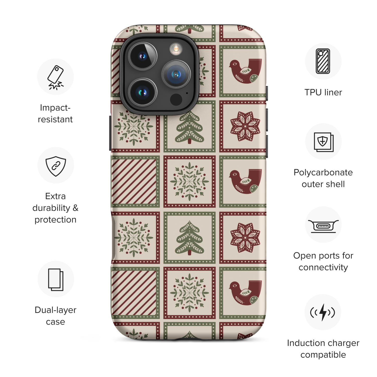 Holiday Patchwork Tough Case for iPhone