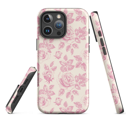 Pink Vintage Toile Floral Tough Case for iPhone