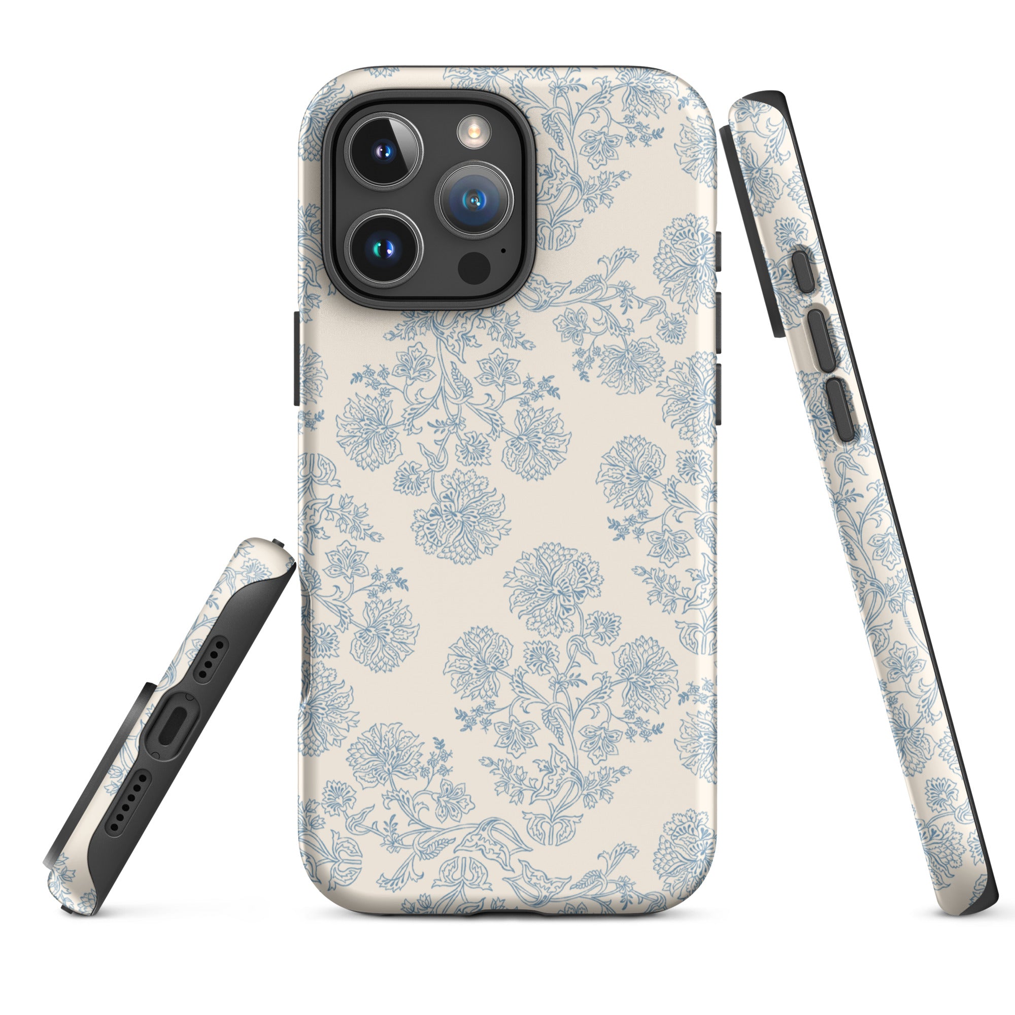 Delicate Blue Botanical Toile Tough Case for iPhone