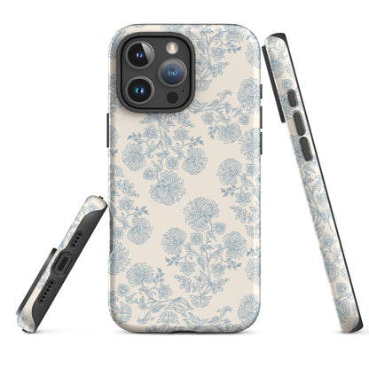 Delicate Blue Botanical Toile Tough Case for iPhone