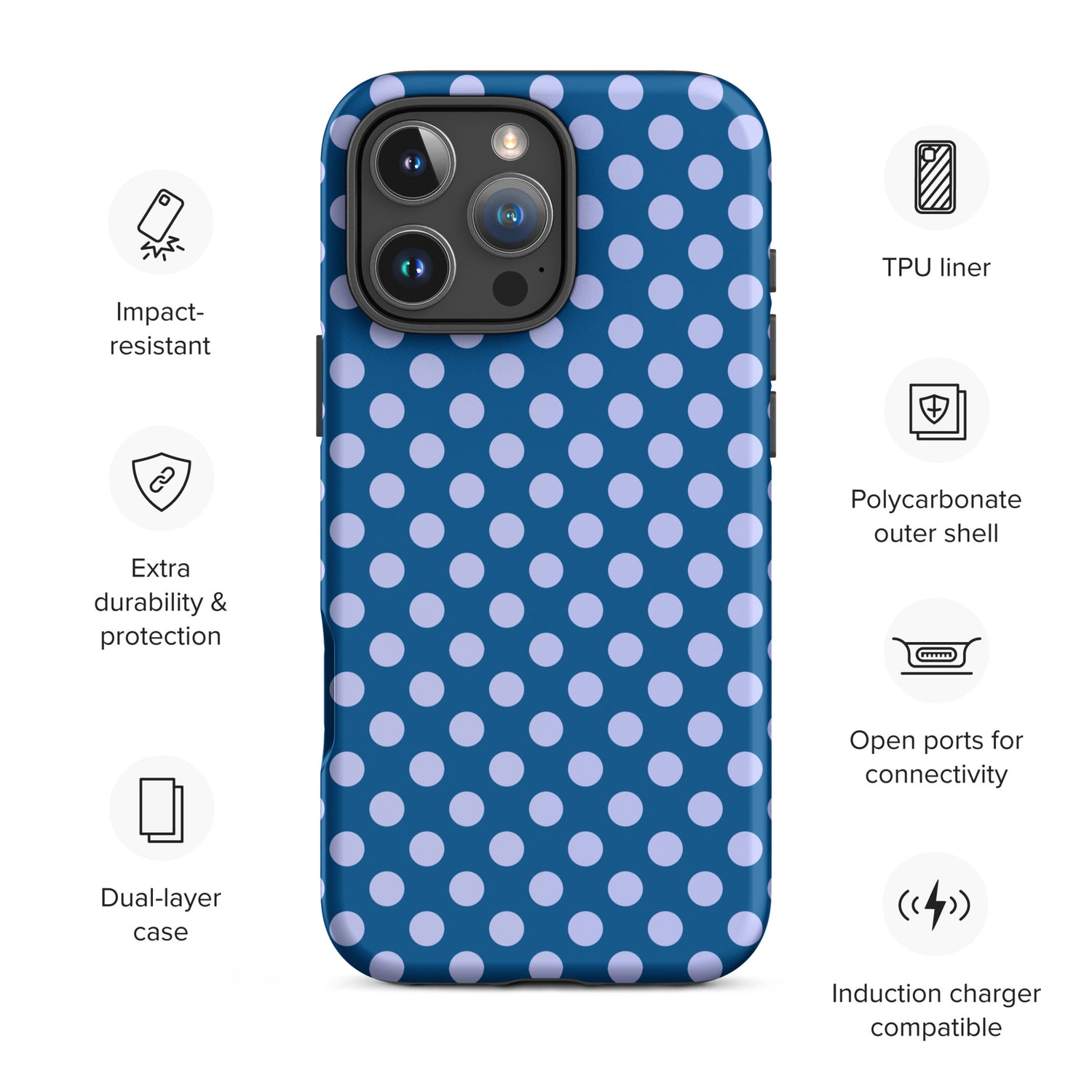 Royal Blue Polka Dot Lavender Tough Case for iPhone