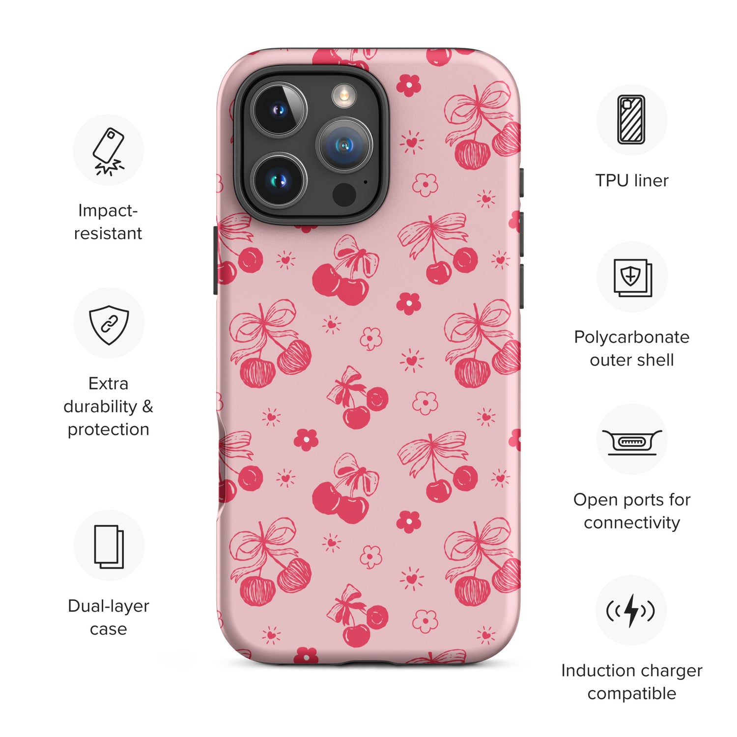 Sketch Cherry Bloom Tough Case for iPhone