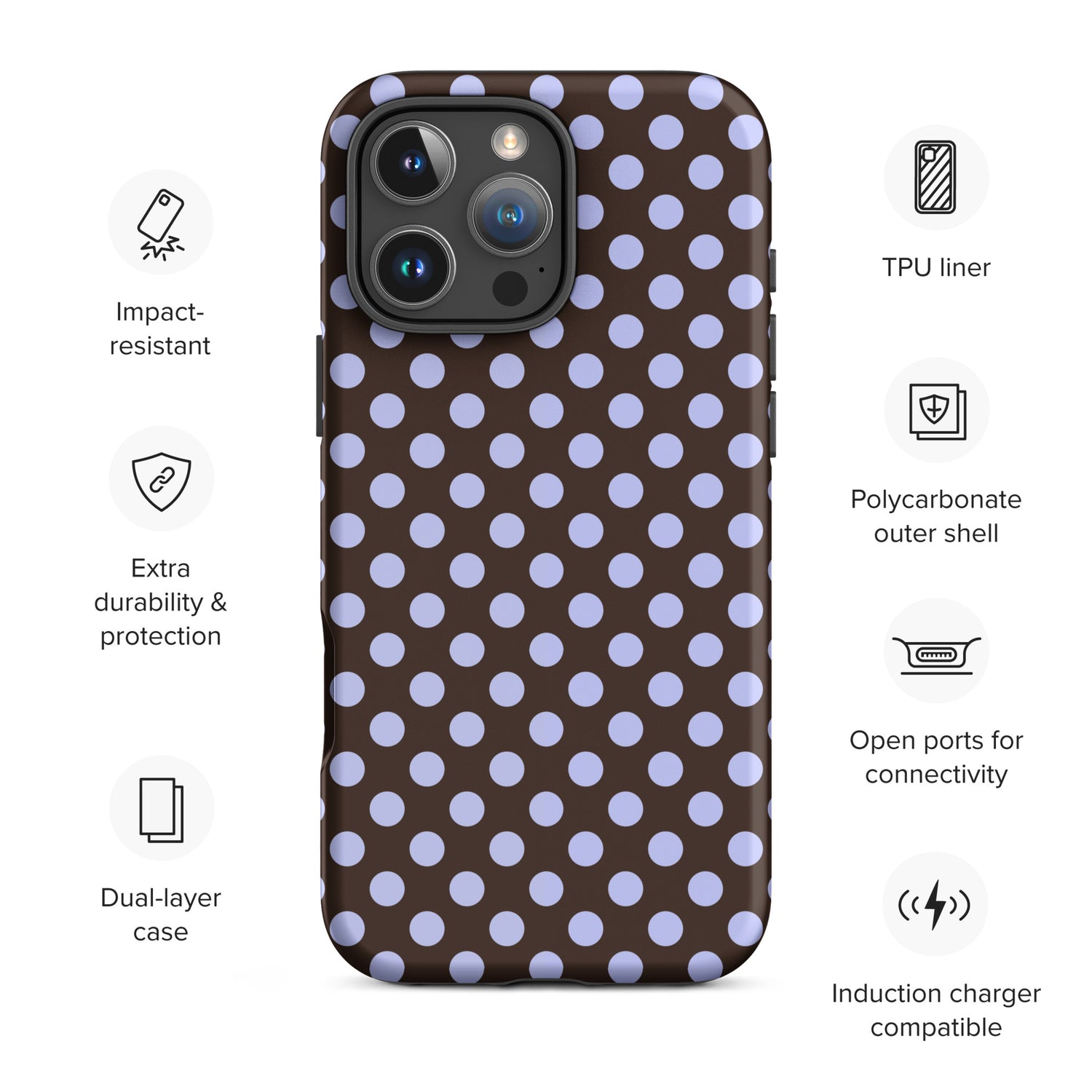 Chocolate Brown Polka Dot Tough Case for iPhone